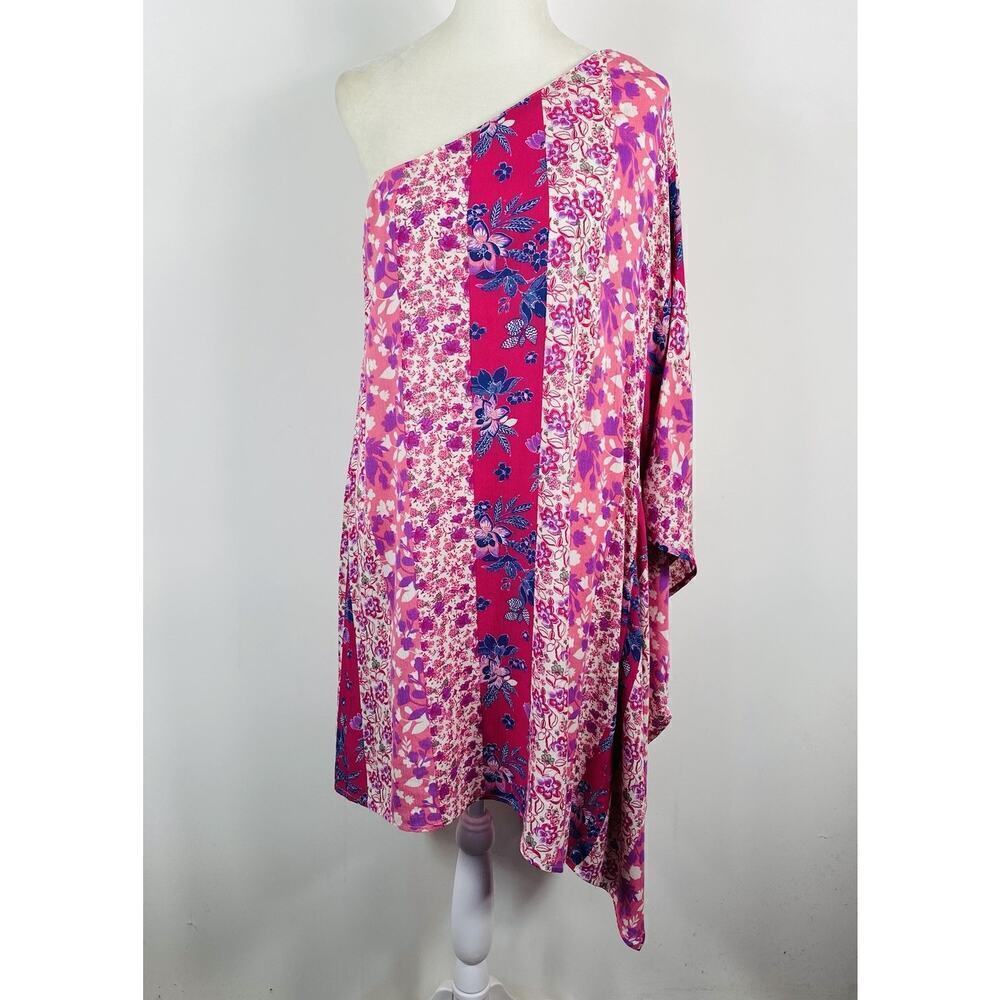 Andree By Unit Size Small One Shoulder Floral Print Mini Dress Pink